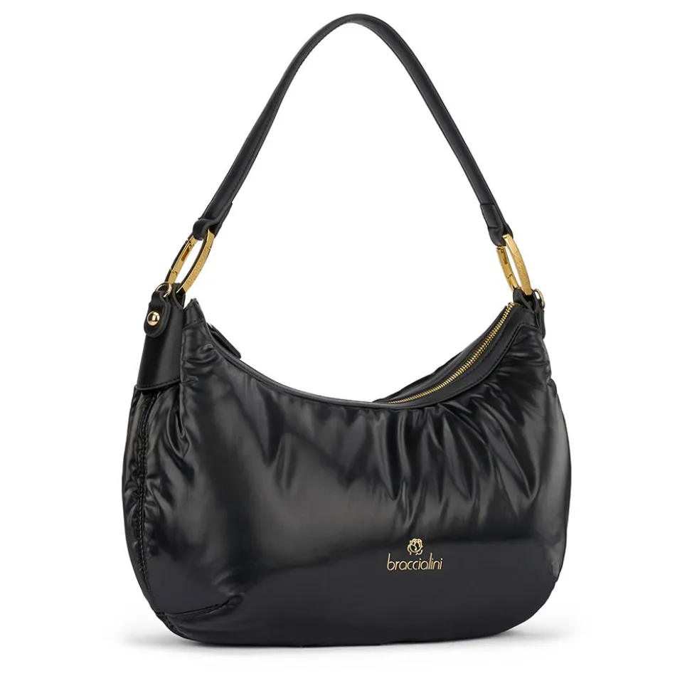 Borsa Donna a Spalla BRACCIALINI linea Beth Puffy in Nylon Nero
