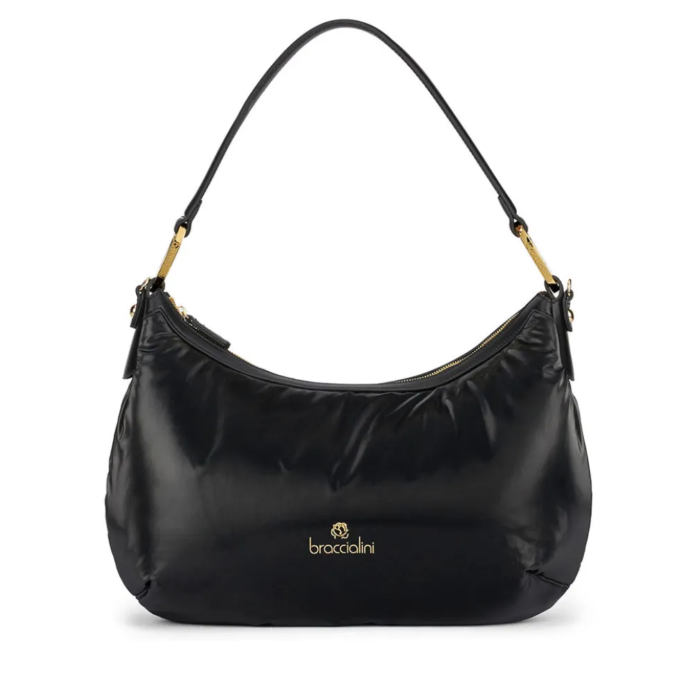 Borsa Donna a Spalla BRACCIALINI linea Beth Puffy in Nylon Nero