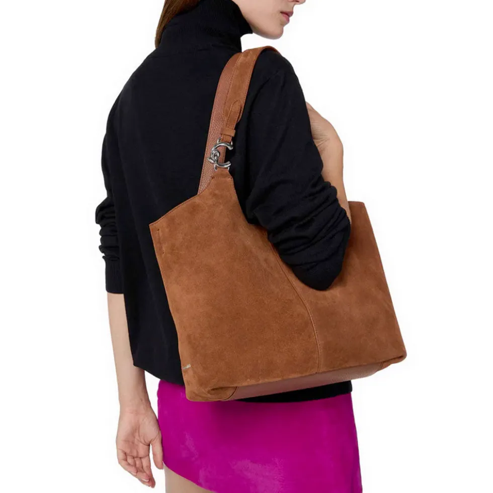 Borsa Donna a Spalla COCCINELLE in Camoscio Linea C-Easy Colore Cognac