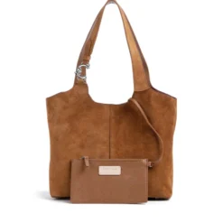 Borsa Donna a Spalla COCCINELLE in Camoscio Linea C-Easy Colore Cognac