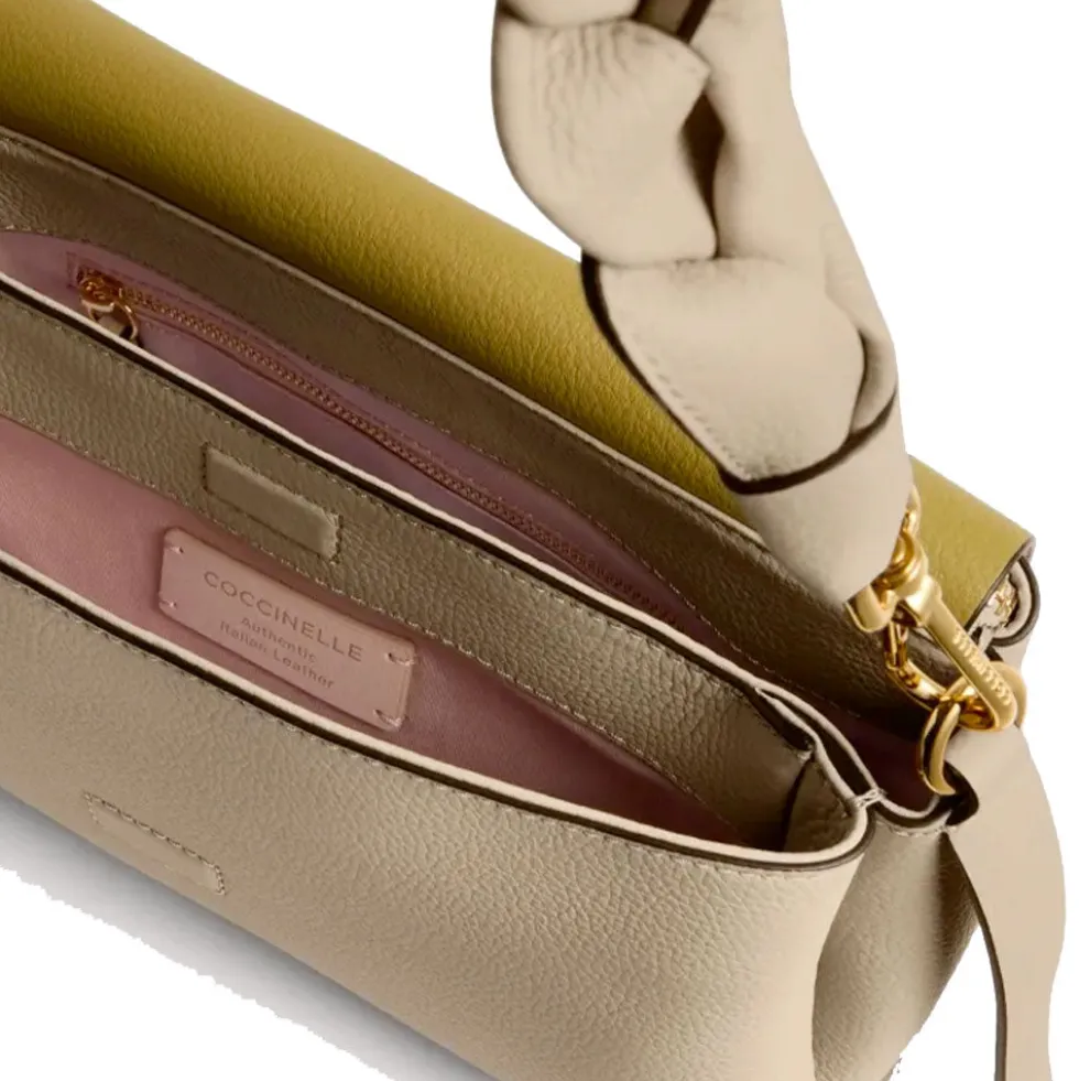 Borsa Donna a Spalla COCCINELLE in Pelle linea Boheme Small colore Sandshell - Seagrass