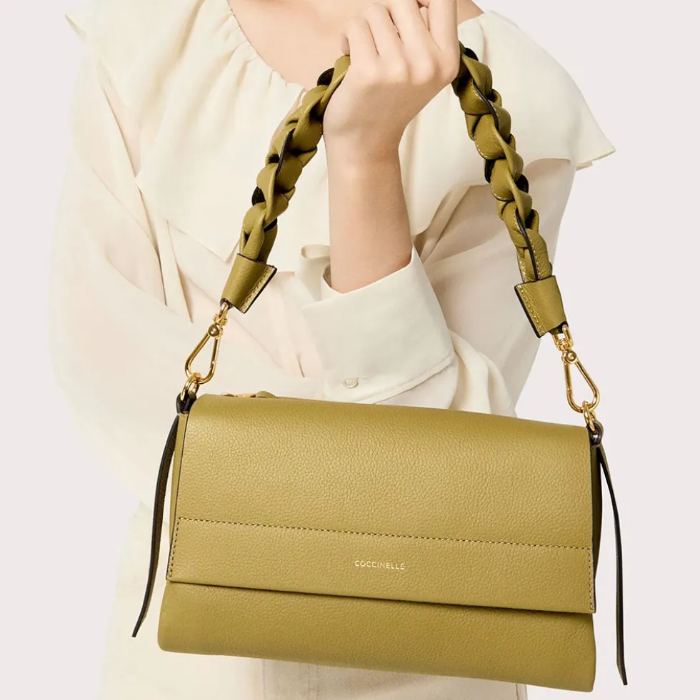 Borsa Donna a Spalla COCCINELLE in Pelle linea Boheme Small colore Sandshell - Seagrass
