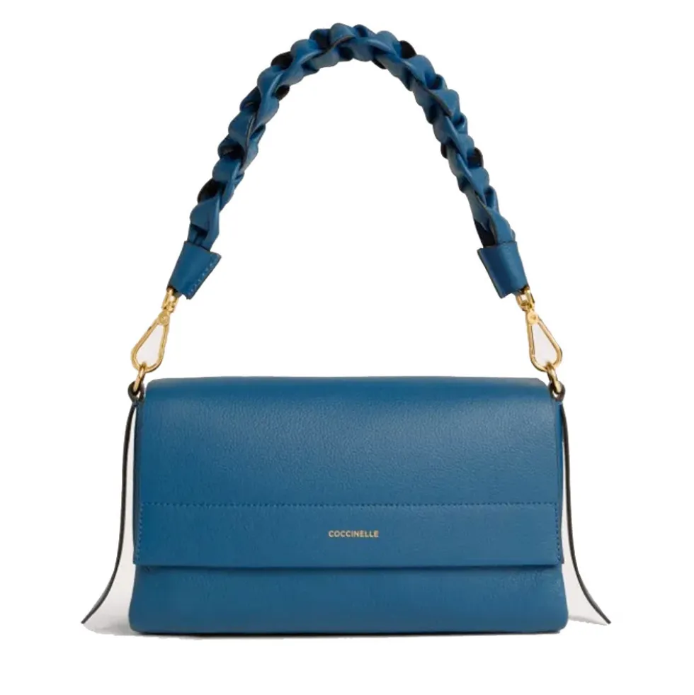 Borsa Donna a Spalla COCCINELLE in Pelle linea Boheme Small colore Deep Blue - Sandshell
