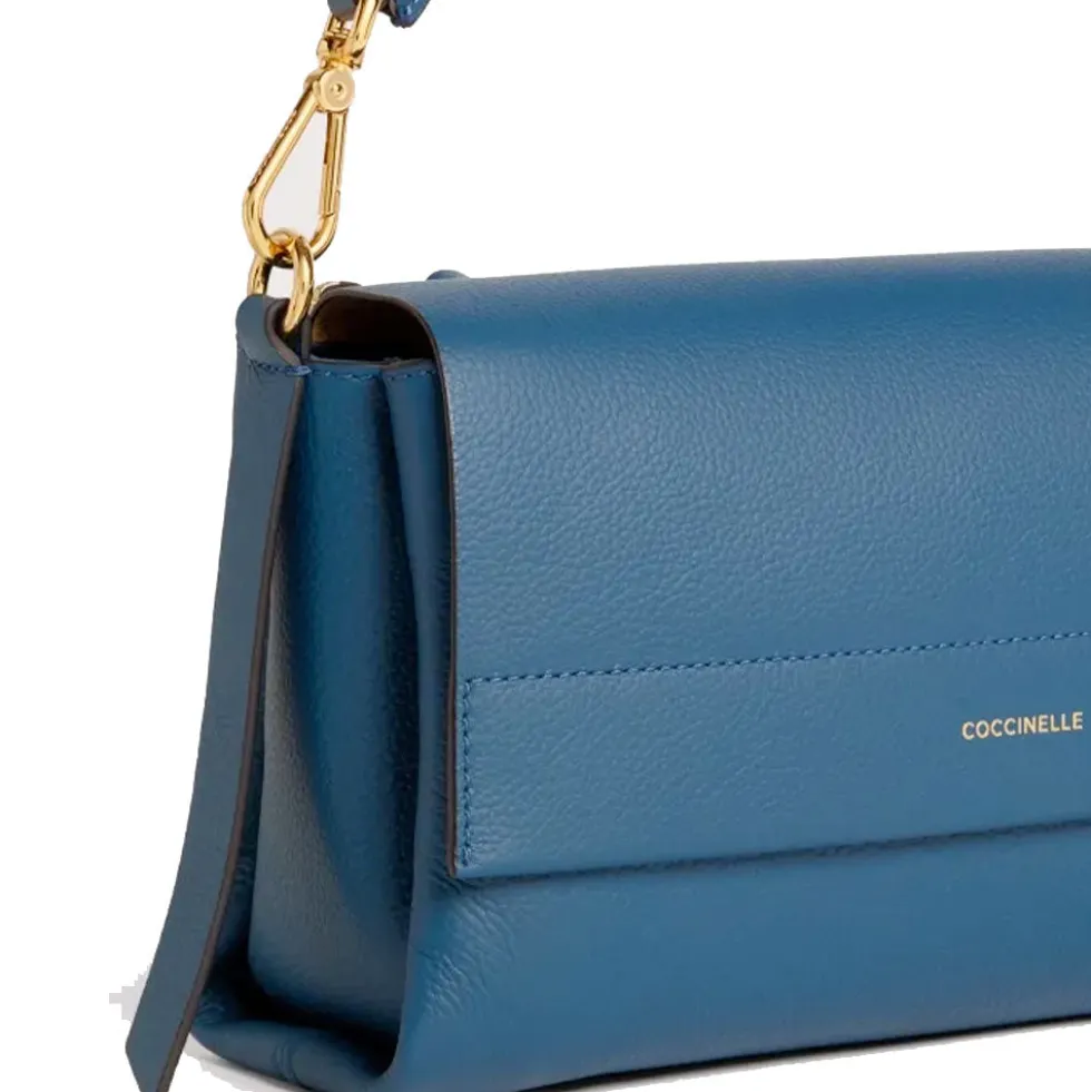 Borsa Donna a Spalla COCCINELLE in Pelle linea Boheme Small colore Deep Blue - Sandshell