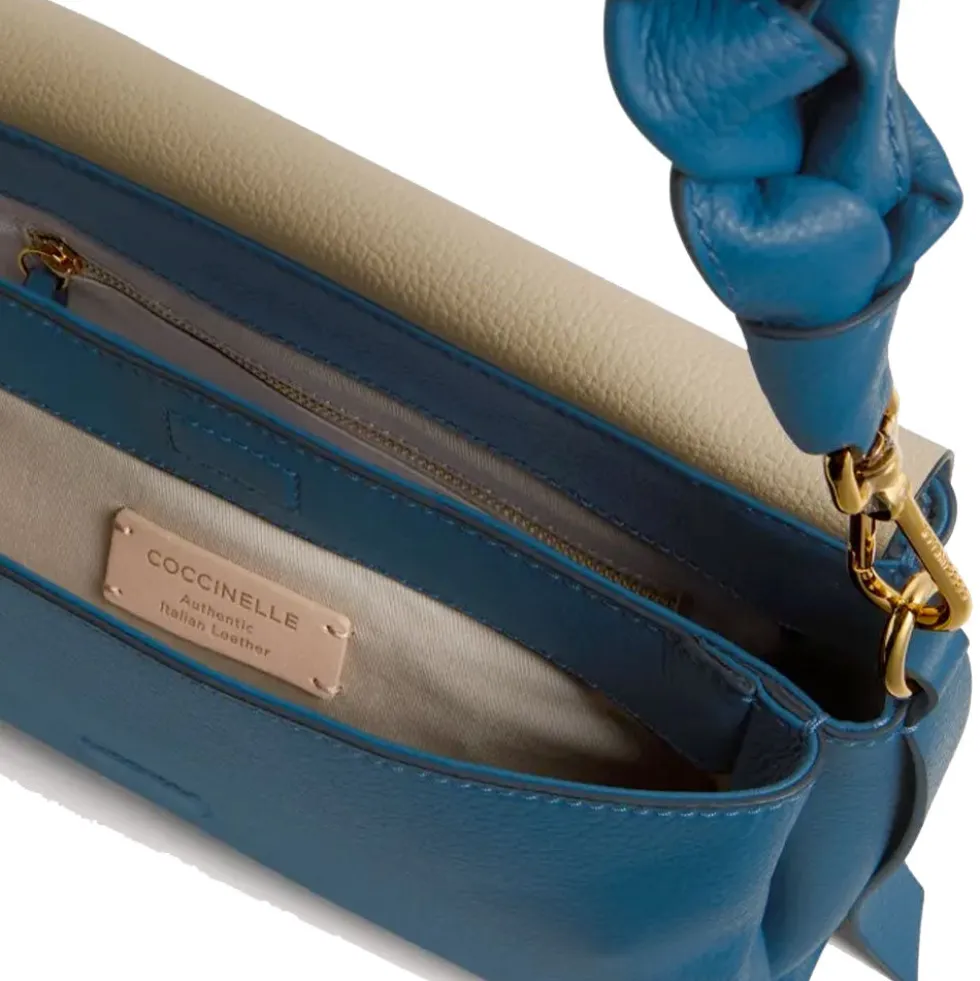 Borsa Donna a Spalla COCCINELLE in Pelle linea Boheme Small colore Deep Blue - Sandshell