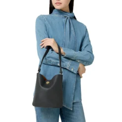Borsa Donna a Spalla COCCINELLE Linea Nikla Mini Colore Cognac - Nero