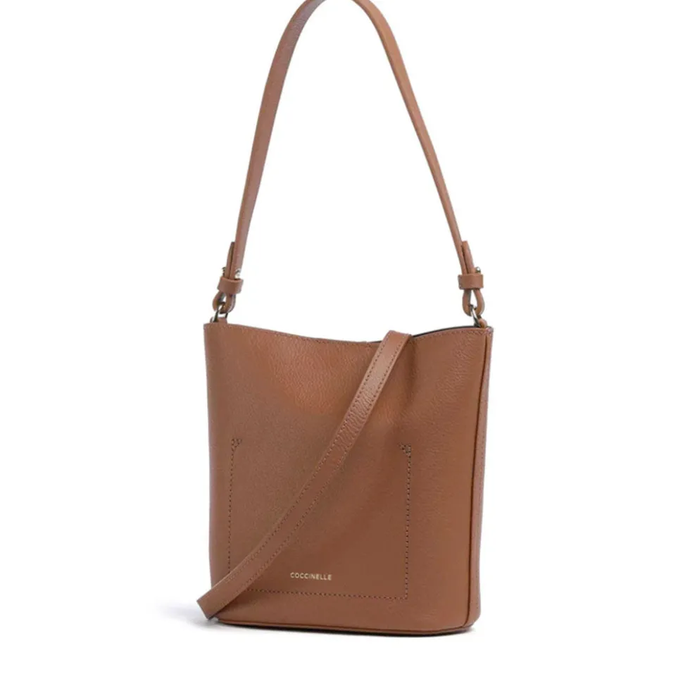Borsa Donna a Spalla COCCINELLE Linea Nikla Mini Colore Cognac - Nero