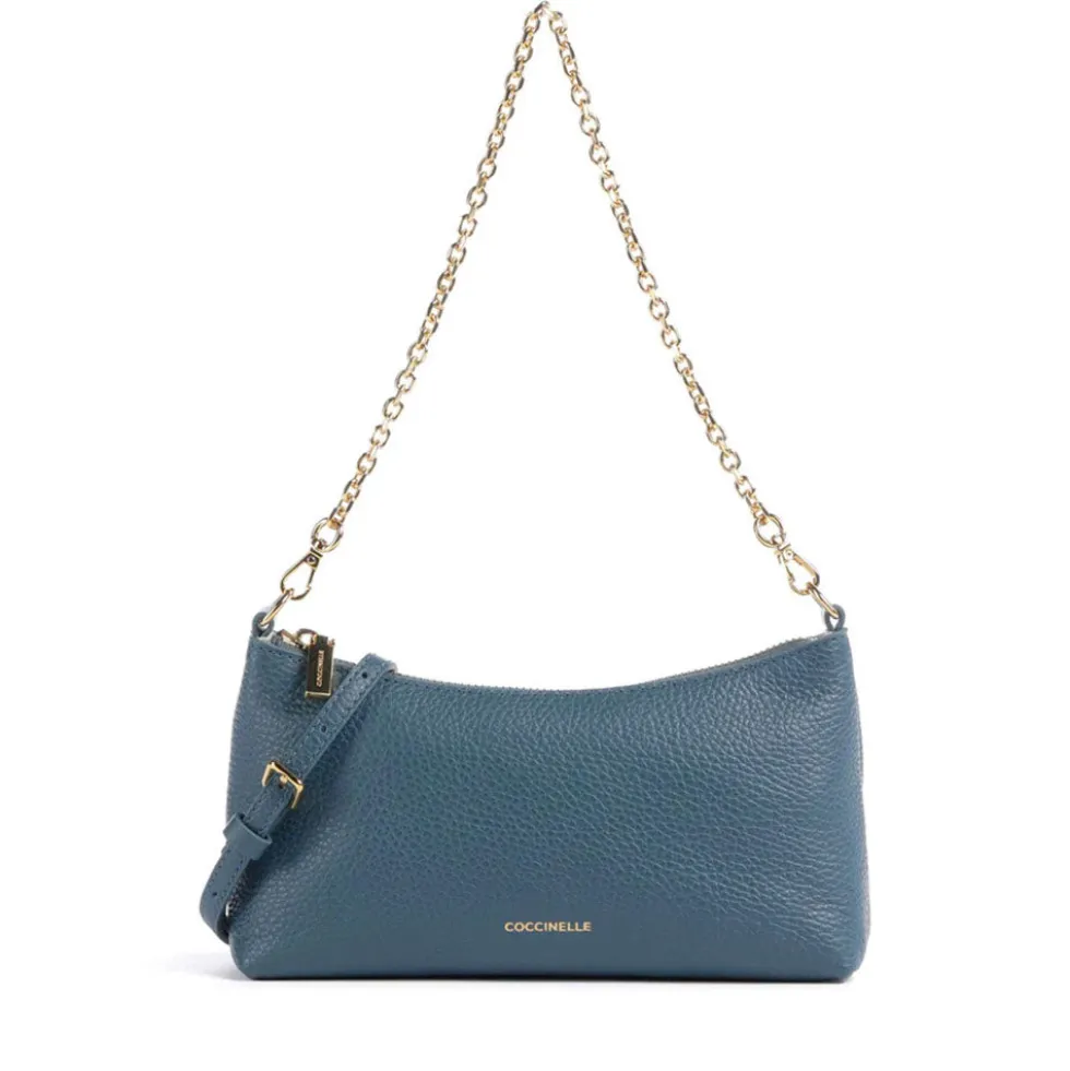 Borsa Donna a Spalla COCCINELLE in Pelle Deep Blue Linea Aura