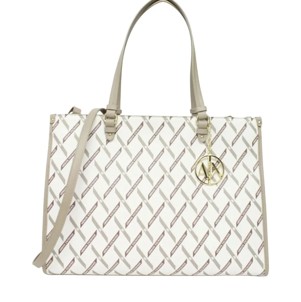Borsa Donna a Spalla con Tracolla ARMANI EXCHANGE colore Off White - Sand