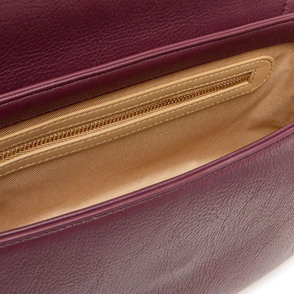 Borsa Donna a Spalla con Tracolla LOVE MOSCHINO color Vino con Placca Quadrata con Logo