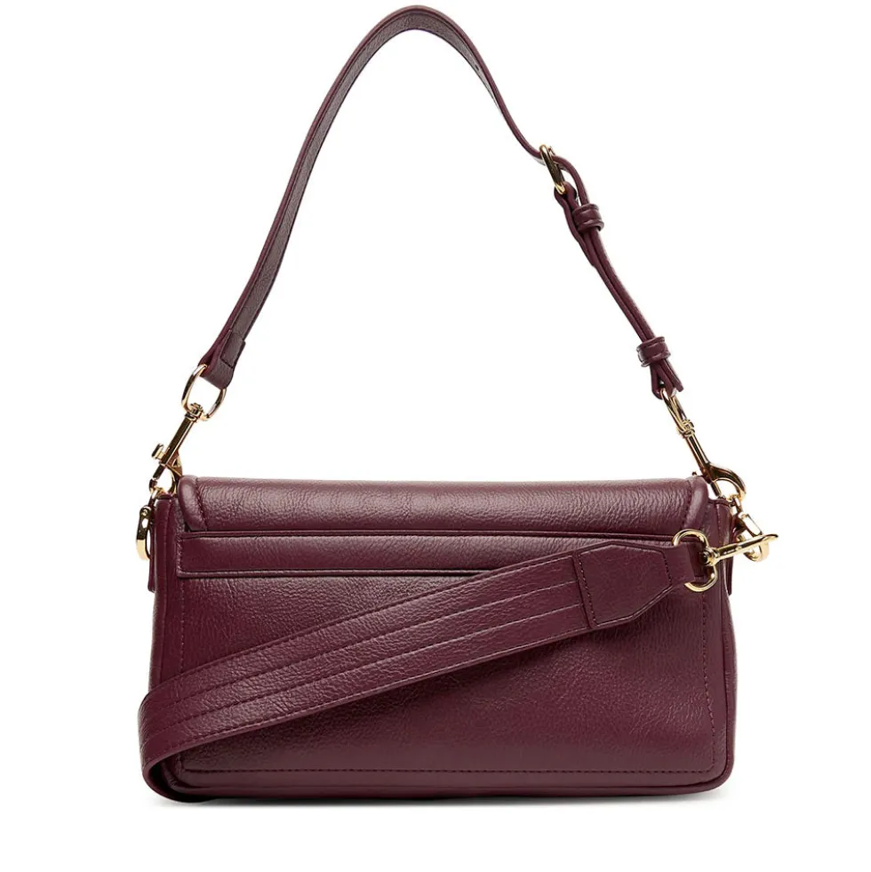 Borsa Donna a Spalla con Tracolla LOVE MOSCHINO color Vino con Placca Quadrata con Logo