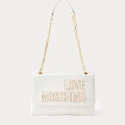 Borsa Donna a Spalla e Tracolla LOVE MOSCHINO in Vernice Bianca