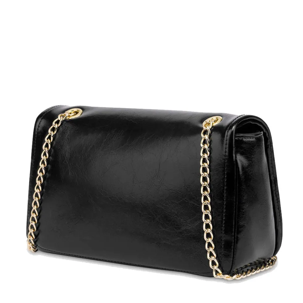 Borsa Donna a Spalla e Tracolla LOVE MOSCHINO Nera con Logo Ricamato e Borchie