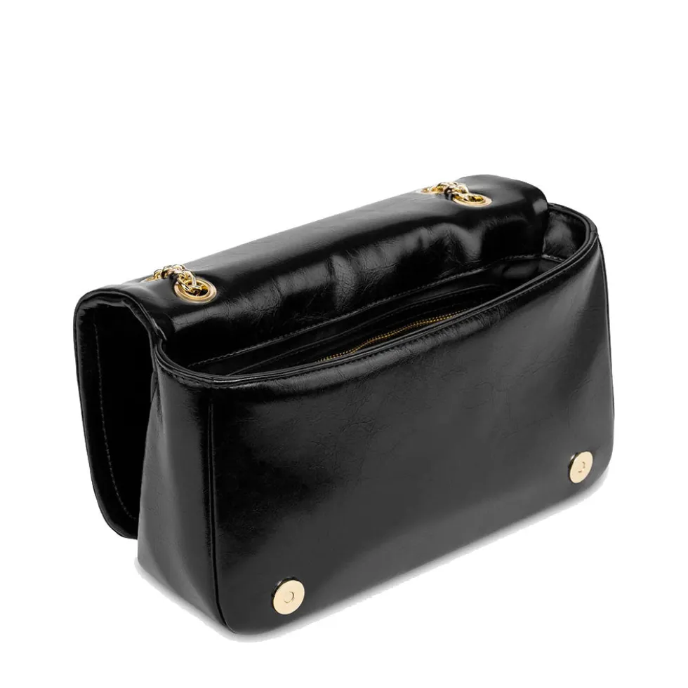 Borsa Donna a Spalla e Tracolla LOVE MOSCHINO Nera con Logo Ricamato e Borchie