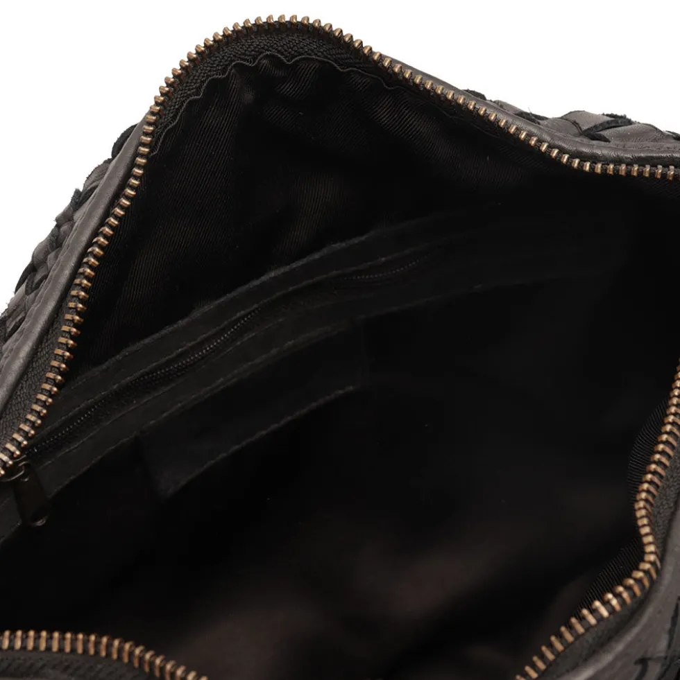 Borsa Donna a Spalla e Tracolla GIANNI CONTI in Pelle Intrecciata Nera