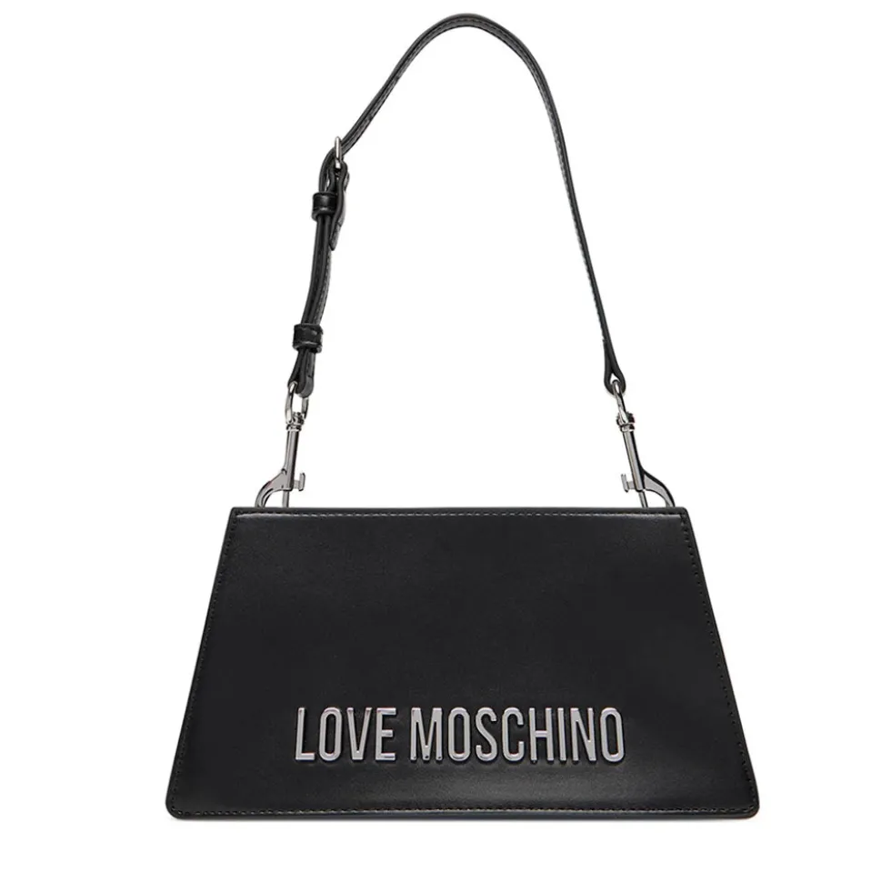 Borsa Donna a Spalla LOVE MOSCHINO Nera con Maxi Logo Nikel