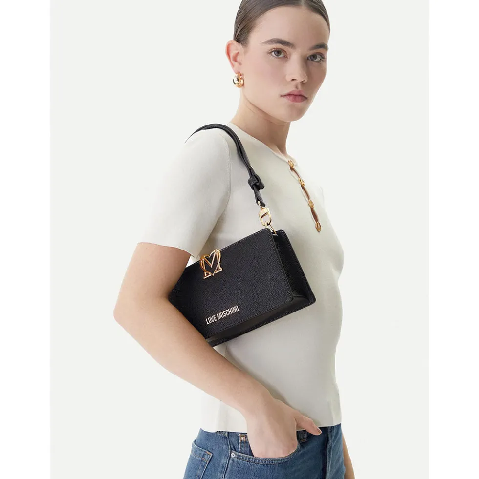Borsa Donna a Spalla LOVE MOSCHINO linea Soft Sculpt Nera