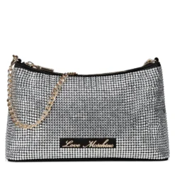 Borsa Donna a Spalla LOVE MOSCHINO Argento con Strass