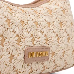 Borsa Donna a Spalla LOVE MOSCHINO linea Daisy in Ecopelle e Rafia Taupe