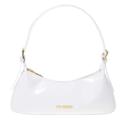 Borsa Donna a Spalla LOVE MOSCHINO in Ecopelle Effetto Vernice Bianca