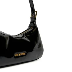 Borsa Donna a Spalla LOVE MOSCHINO in Ecopelle Effetto Vernice Nera