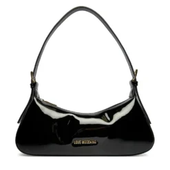 Borsa Donna a Spalla LOVE MOSCHINO in Ecopelle Effetto Vernice Nera
