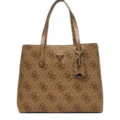 Borsa Donna a Spalla Shopper GUESS Linea Meridian colore Latte Logo