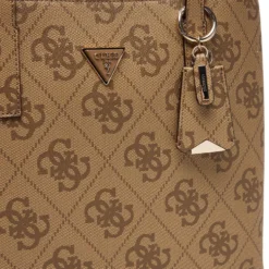 Borsa Donna a Spalla Shopper GUESS Linea Meridian colore Latte Logo