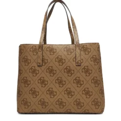 Borsa Donna a Spalla Shopper GUESS Linea Meridian colore Latte Logo