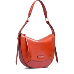 Borsa Donna a Spalla THE BRIDGE linea Fedora in Pelle Arancio Bruciato