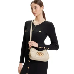 Borsa Donna a Spalla Trapuntata LOVE MOSCHINO linea Embossed Avorio