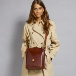 Borsa Donna a Tracolla a Secchiello THE BRIDGE in Pelle Marrone linea Story