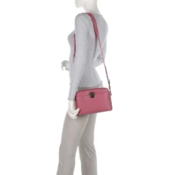 Borsa Donna a Tracolla chiusa con Zip COCCINELLE in Pelle Linea Liya Signature colore Rosewood