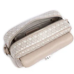 Borsa Donna a Tracolla COCCINELLE in Canvas Monogram e Pelle Blanco - Rosette linea Beat Small