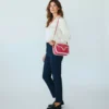 Borsa Donna a Tracolla COCCINELLE in Suede Natural - Rosewood linea Beat Eco Shearling Misura Small
