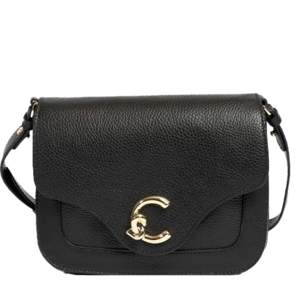Borsa Donna a Tracolla COCCINELLE in Pelle Martellata linea C-Me Small Colore Nero