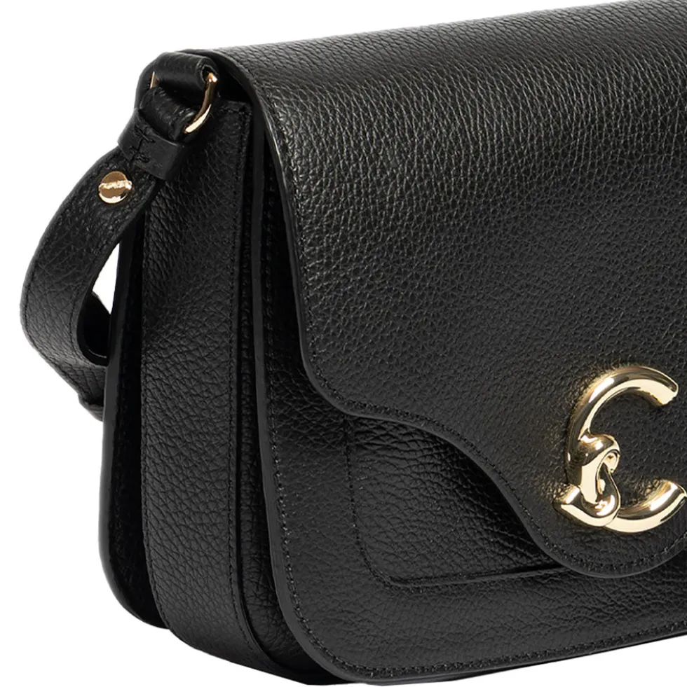 Borsa Donna a Tracolla COCCINELLE in Pelle Martellata linea C-Me Small Colore Nero