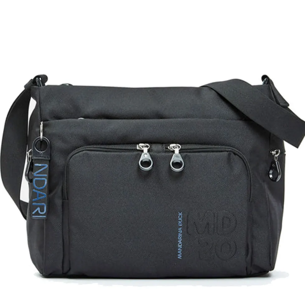 Borsa Donna a Tracolla con Tasca Frontale MANDARINA DUCK in Tessuto Linea MD20 Colore Nero