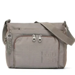 Borsa Donna a Tracolla con Tasca Frontale MANDARINA DUCK in Tessuto Linea MD20 Colore Taupe