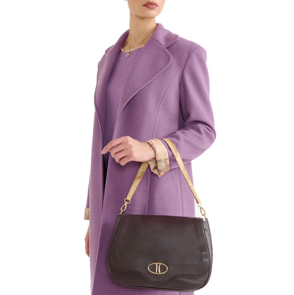 Borsa Donna a Tracolla Grande 1A Classe Alviero Martini linea Brave Messenger in Pelle Nera LD54