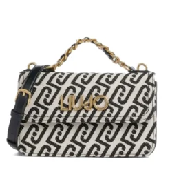 Borsa Donna a Tracolla LIU JO in Tessuto Jacquard Bianco e Nero con Logo Monogram