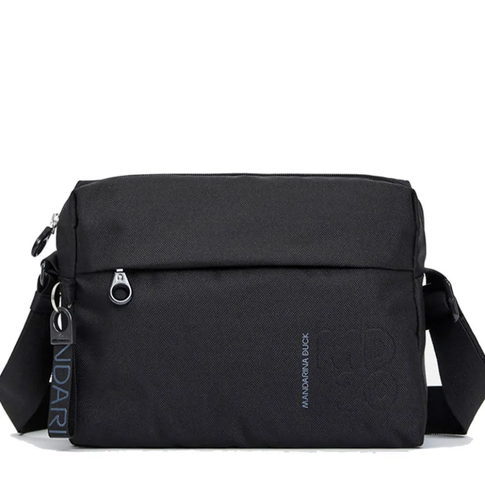 Borsa Donna a Tracolla MANDARINA DUCK in Tessuto colore Nero Linea MD20 Chiusa con Zip