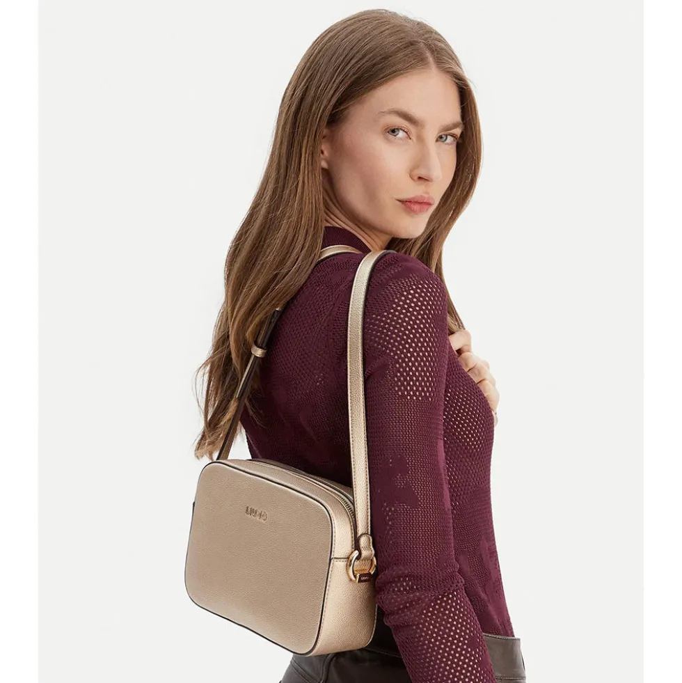 Borsa Donna a Tracolla Media LIU JO Better effetto Bottalato Oro Chiaro
