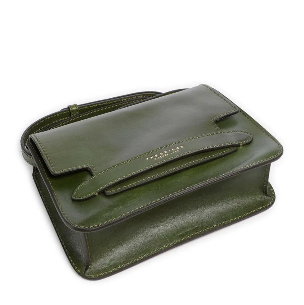 Borsa Donna a Tracolla Media THE BRIDGE linea Lucrezia in Pelle Verde Maggiorana