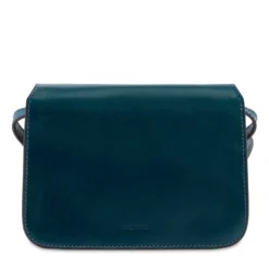 Borsa Donna a Tracolla Media THE BRIDGE linea Lucrezia in Pelle Blu Pavone
