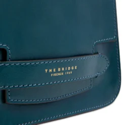 Borsa Donna a Tracolla Media THE BRIDGE linea Lucrezia in Pelle Blu Pavone