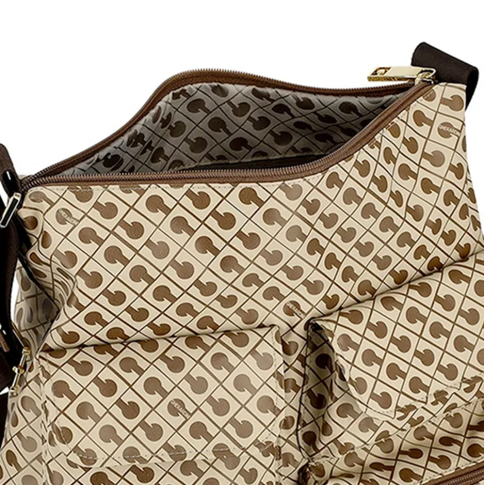 Borsa Donna a Tracolla Multitasche GHERARDINI in Tessuto Softy Colore Tabacco - Burro