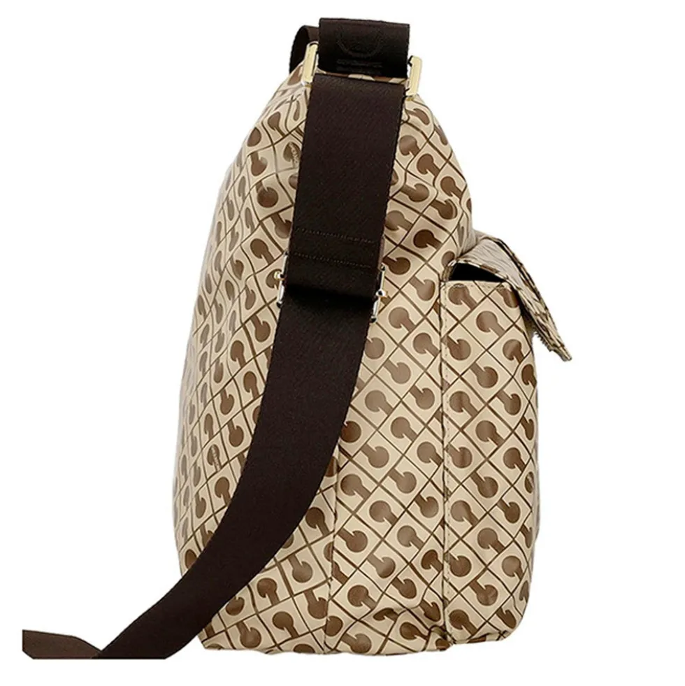 Borsa Donna a Tracolla Multitasche GHERARDINI in Tessuto Softy Colore Tabacco - Burro
