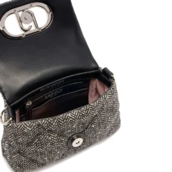 Borsa Donna a Tracolla Piccola LIU JO linea LaPuffy in Tessuto Chevron Nero con Paillettes