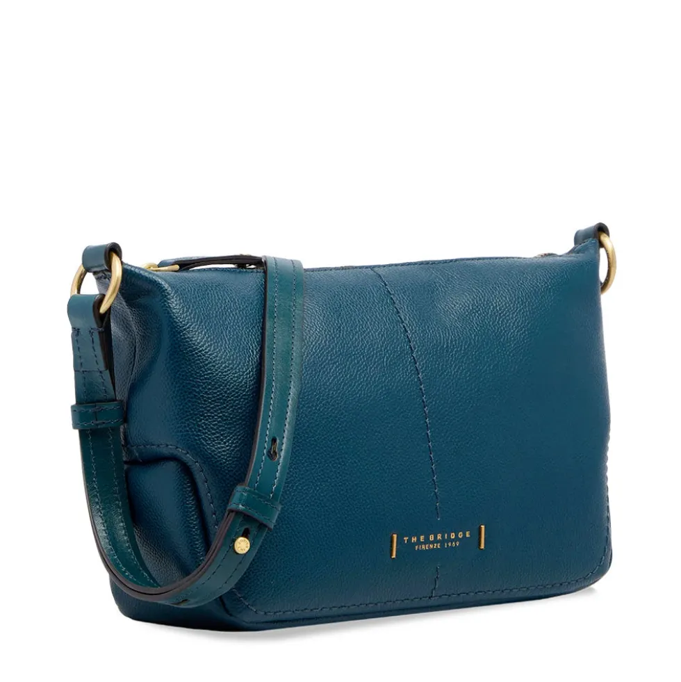 Borsa Donna a Tracolla THE BRIDGE linea Letizia in Pelle Blu Pavone